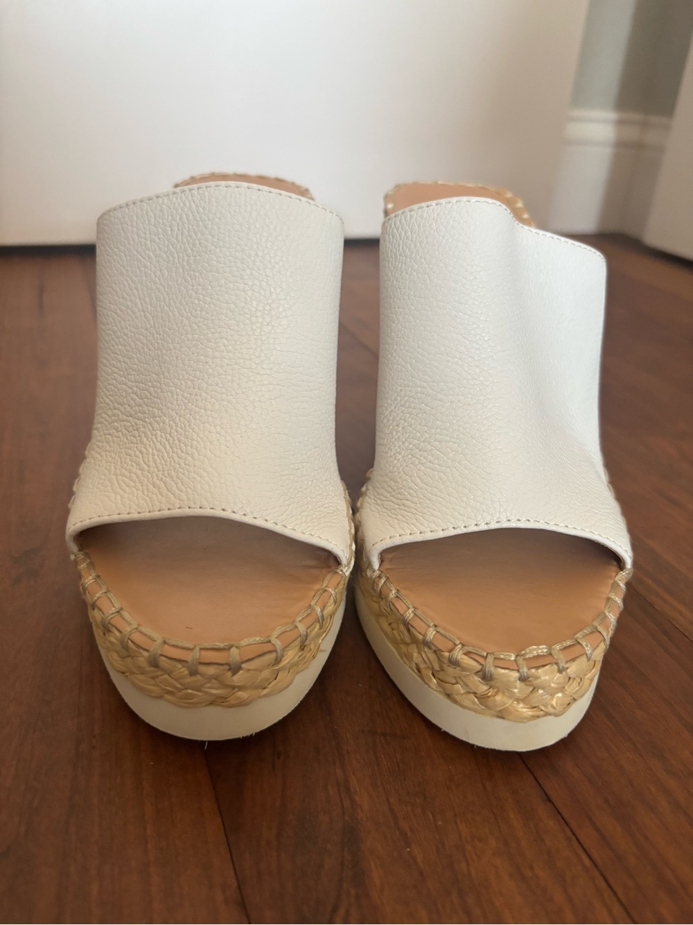 Vince Camuto- SZ 7 NWOT Brissia Espadrille Wedge Mules White Leather. - Picture 7 of 15